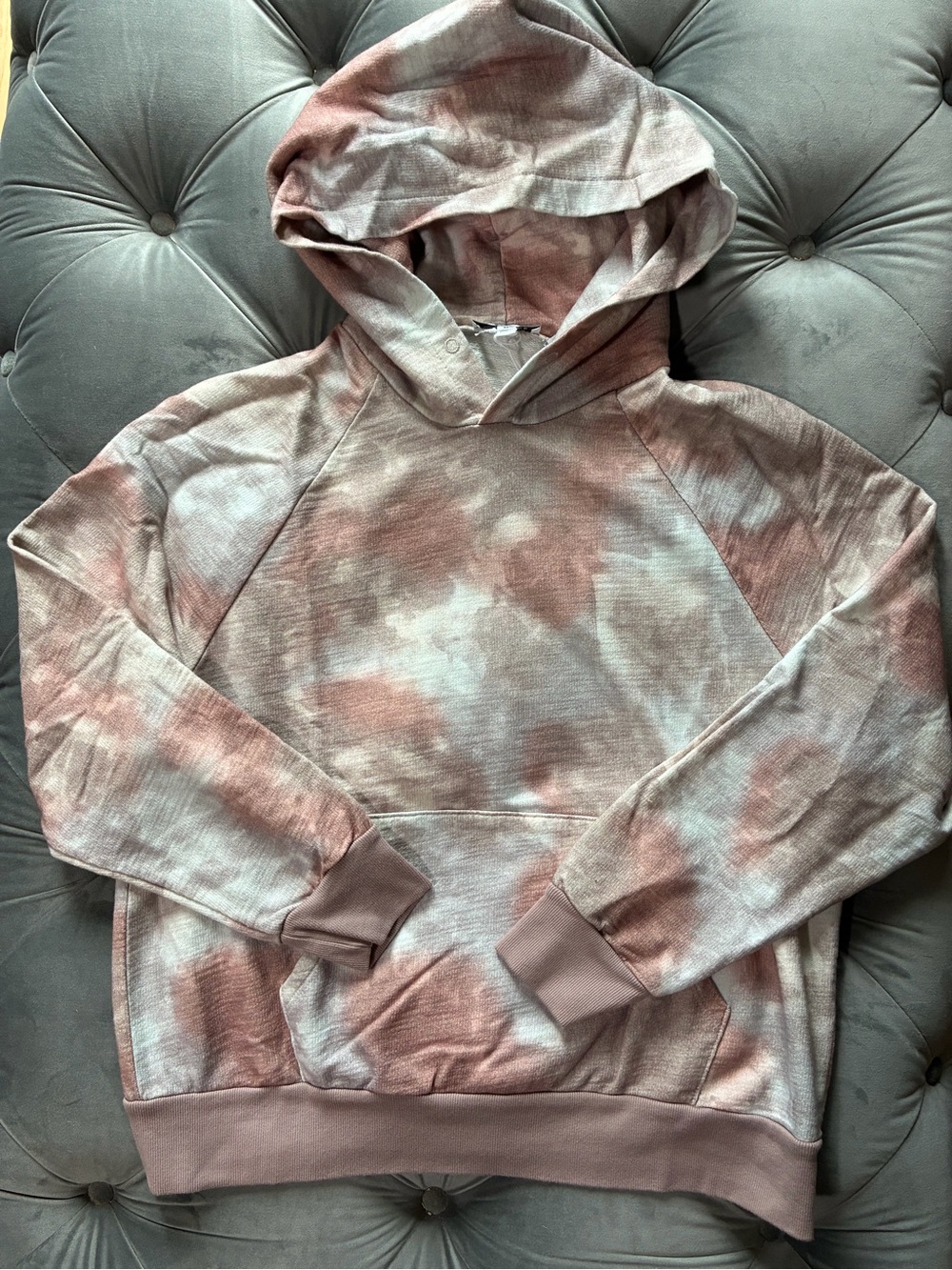 NWT AG Adriano Goldschmied Women’s Tie-Dye Hoodie in Dusty Rose and Cream Size M